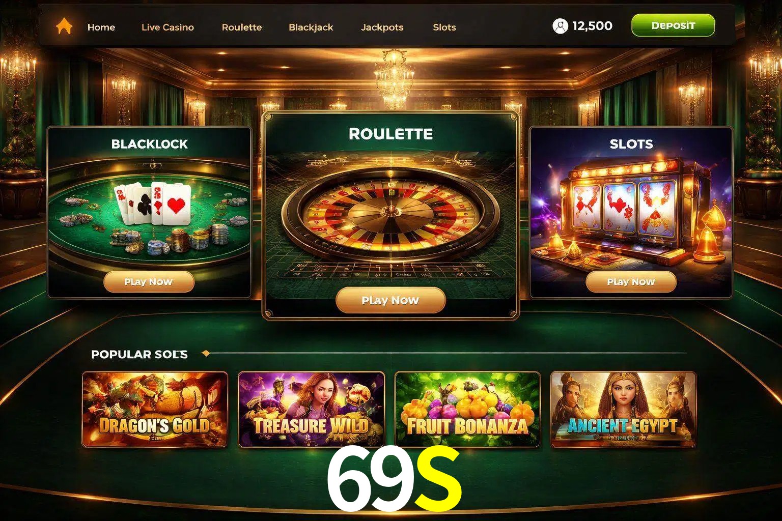 Vista de la plataforma 69S Casino mostrando categorías organizadas de juegos en línea